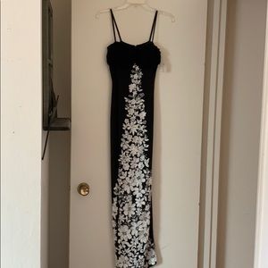 Rickie Freeman gorgeous black silk gown.